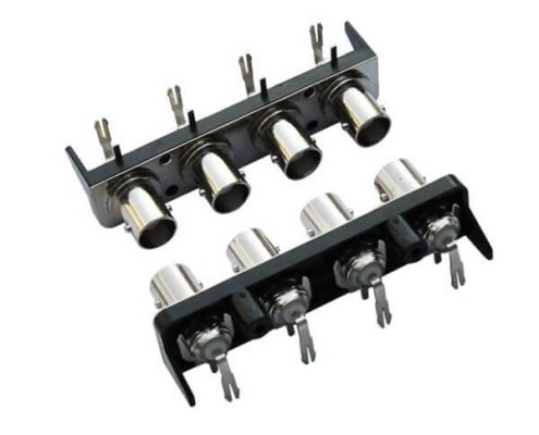 bnc多孔視頻連接器 4同軸 塑膠外殼 彎式 射頻母頭 PCB板端