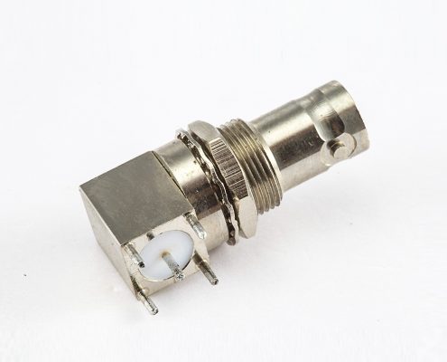 BNC連接器插孔彎式面板安裝前鎖穿墻PCB插孔75ohm