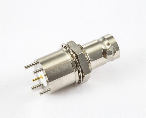 BNC連接器PCB安裝和面板安裝前鎖穿墻插孔母頭直式75ohm