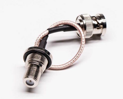 BNC接口公頭直式轉穿墻F母頭射頻同軸線纜RG179