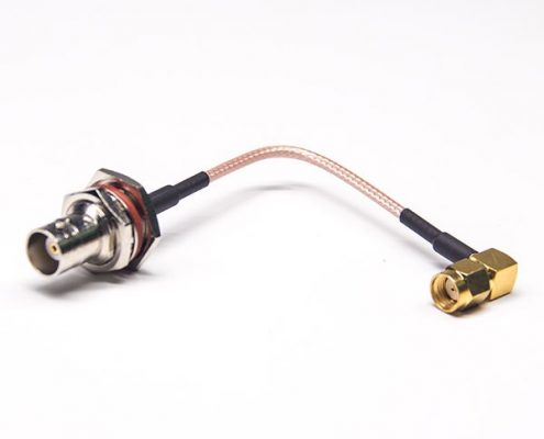 BNC線材防水母頭直式50歐姆轉SMA反極公頭彎式接RG316線