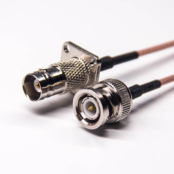 bnc接口線纜直從頭轉bnc母四孔法蘭接RG316線