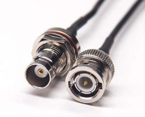 同軸電纜接頭bnc公轉母頭防水前鎖板接RG174射頻線